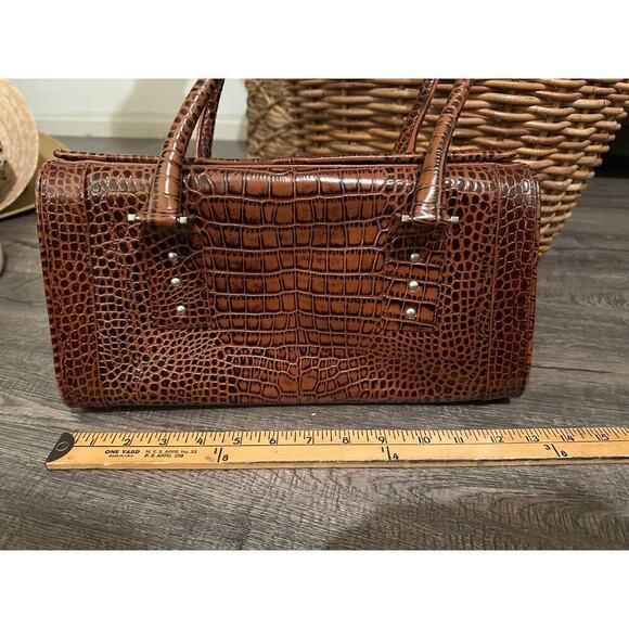 Charlie Lapson Women's Brown Animal Print Leather Handbag Purse - Picture 5 of 9